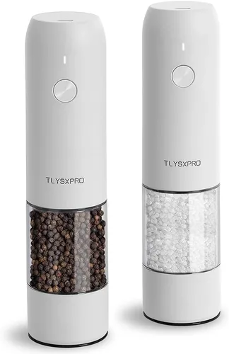 Vista 14 de Juego de molinillo eléctrico de sal y pimienta, recargable por USB, molinillo automático de sal y pimienta con molienda ajustable, saleros Negro