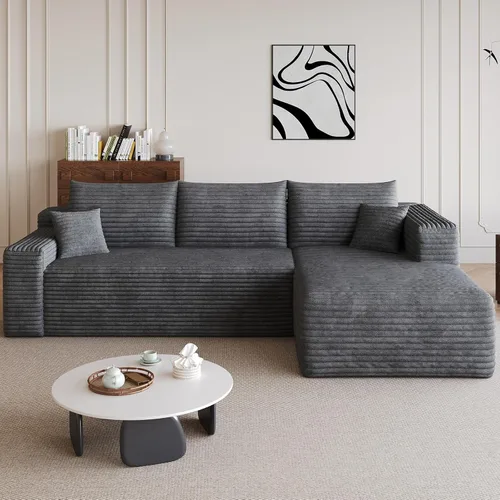 Vista 31 de Sofá seccional Cloud de 96 pulgadas, sofá deshuesado para sala de estar, sofá modular con asiento profundo, sofá de pana cómodo y esponjoso con Negro