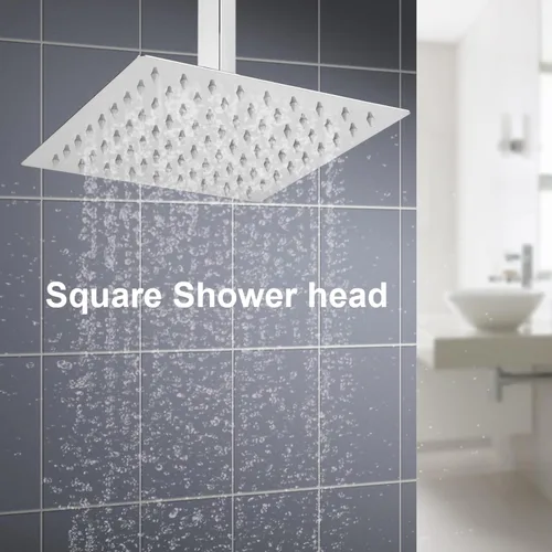 Vista 3 de Cabezal de ducha de lluvia contemporáneo, cabezal de ducha rectangular LED de acero inoxidable, masaje de lluvia superior, rociador superior LED