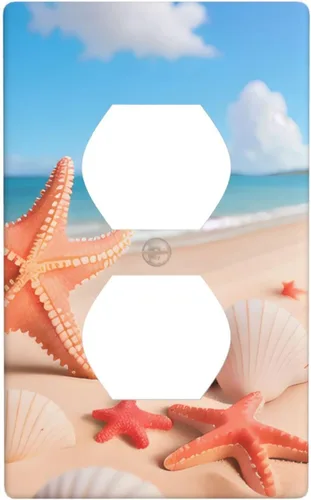Vista 8 de Starfish 1 palanca 1 interruptor de luz basculante cubierta de placa de pared decoración para el hogar dormitorio cocina decorativa 4.5 x 4.5