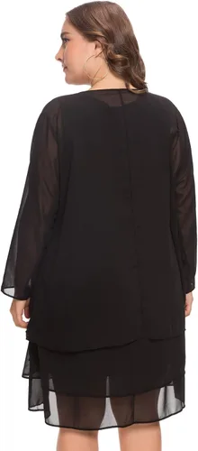 Vista 4 de LIDLIT Vestido de gasa para mujer, 2 piezas, vestidos de madre de la novia, manga larga, hasta la rodilla, vestidos de chaqueta..