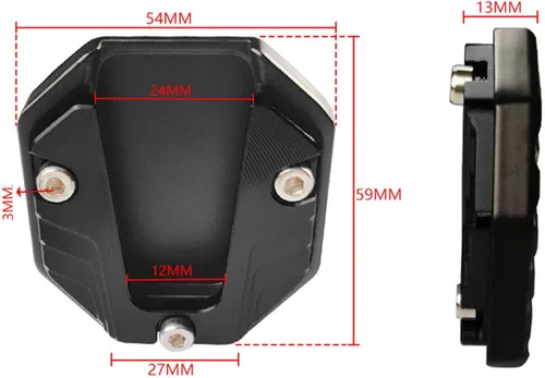 Vista 3 de Placa de Kickstand de la motocicleta, placa de extensión del soporte de la motocicleta de la aleación de aluminio