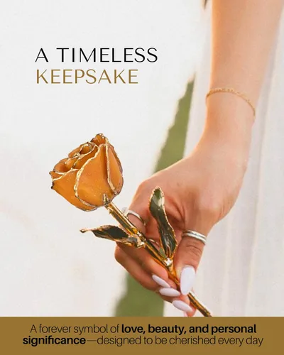 Vista 8 de Forever Rose Bañada a mano en oro de 24 quilates, piedra natal de noviembre inspirada en topacio dorado con destellos, rosa real en caja de regalo
