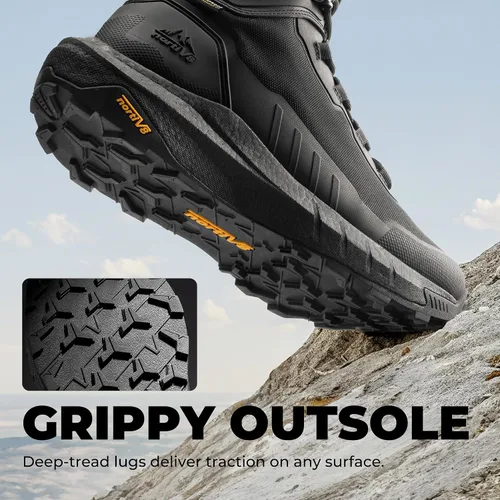 Vista 5 de NORTIV 8 Botas de senderismo tácticas impermeables para hombre Negro