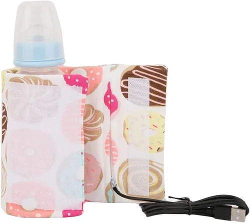Vista 5 de Calentador de biberones USB para bebés, calentador portátil de leche de dibujos animados, calentador de viaje portátil de botellas de leche