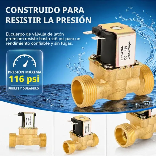 Vista 5 de Válvula de cierre de agua eléctrica normalmente cerrada, válvula magnética de solenoide eléctrico de latón, válvula de interruptor de entrada