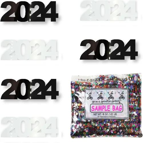 Vista 48 de Confetti Year 2024 Negro, Azul Royal Combo - 2 bolsas de media onza (1 oz)