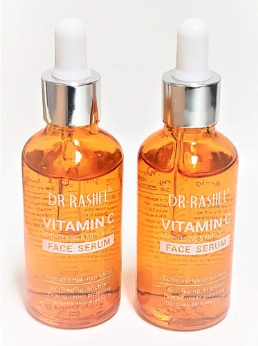 Vista 2 de Dr Rashel Suero facial con vitamina C Ácido hialurónico, reafirmante y antienvejecimiento (paquete de 2) + 1 par de mascarillas de cristal