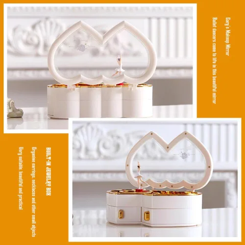 Vista 4 de Caja de joyería para niñas, cajas de música para niñas, caja de música de bailarina, caja de joyería musical, caja de música giratoria de ballet