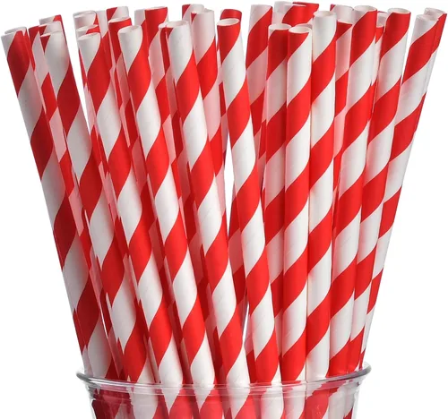Vista 14 de ALINK - 100 pajitas de papel rayadas en blanco y negro, pajitas desechables biodegradables para Halloween, Navidad, cumpleaños, Año Nuevo