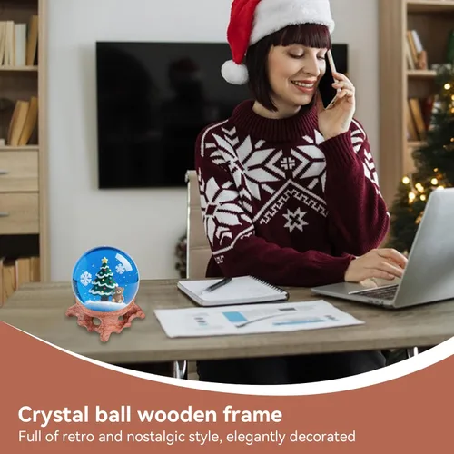 Vista 4 de Soporte de madera para esfera de cristal, 1.6 pulgadas, mini soporte de exhibición de madera para bola de cristal, soporte de bola decorativo