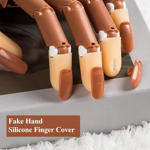 Vista 4 de ANCIRS Paquete de 10 fundas de silicona para dedos de mano falsa, accesorio de repuesto para equipos de arte de uñas