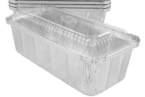 Vista 2 de D&W Fine Pack A86 - Moldes para pan/pan con tapa de cúpula (paquete de 100 juegos) de papel de aluminio con cierre (IVC)