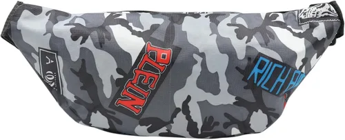 Vista 4 de AIBEARTY Riñonera para niños, pequeña, de camuflaje, con correa ajustable, para correr, acampar, viajes, B gris