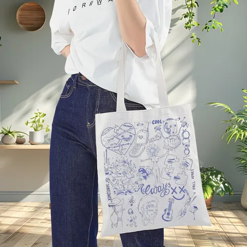Vista 5 de BWWKTOP Bolsa de lona para cantante, hip hop, fanáticos del cantante, regalos Stay Away Always Tired Shoulder Bag Song Lyrics Merchandise