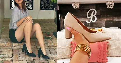 Vista 7 de Heel The World IN3 - Zapatos de tacón alto de gamuza grueso HI para mujer, puntera cerrada, zapatos de oficina para mujer