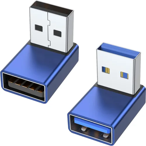 Vista 8 de AreMe Adaptador USB 3.0 de 90 grados, paquete de 2 unidades, extensor de convertidor USB A macho a hembra de ángulo recto para PC, laptop, cargador