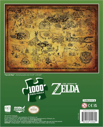 Vista 2 de The Legend of Zelda Hyrule Map - Rompecabezas de 1000 piezas Rompecabezas coleccionable con mapa estilizado de Hyrule de los videojuegos The