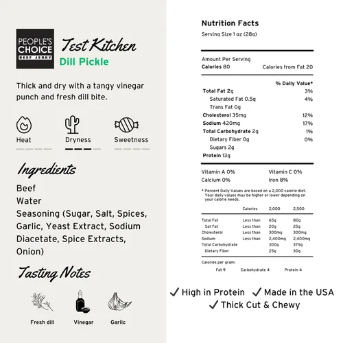 Vista 2 de People's Choice Beef Jerky - Prueba de cocina pequeña lote - Eneldo pepinillo - 1 libra, 16 oz - 1 bolsa