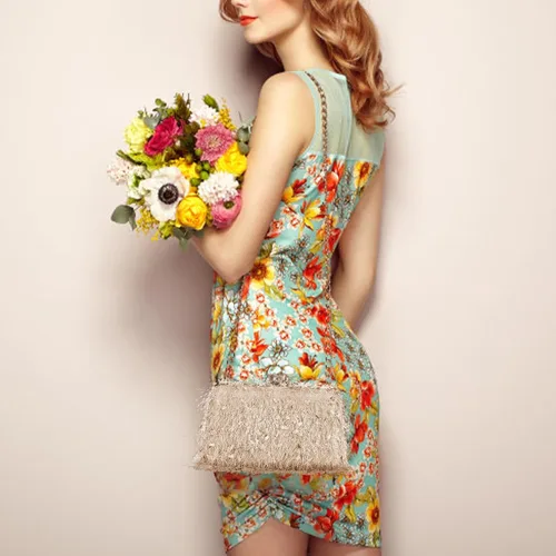 Vista 2 de YYW Bolso de mano para mujer, lindo bolso de noche esponjoso, bolso de hombro para banquete de boda, fiesta