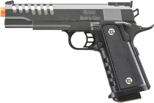 Vista 6 de Doble doble 2011 Airsoft pistola ligera oro y negro aleación primavera