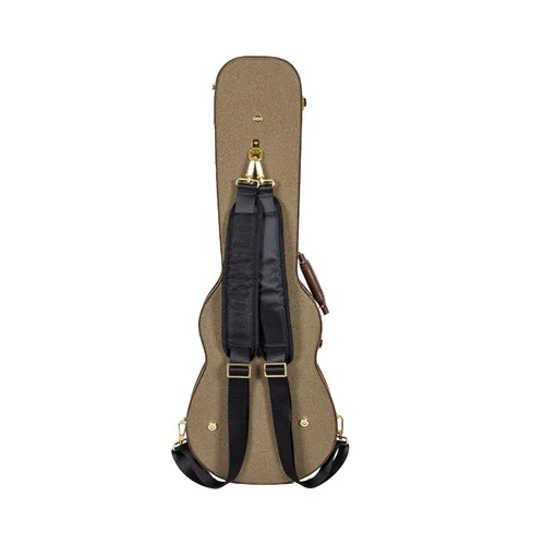 Vista 4 de Crossrock Estuche rígido de madera de lujo para ukeleles soprano, estilo mochila, verde vintage (CRW700SUGN)