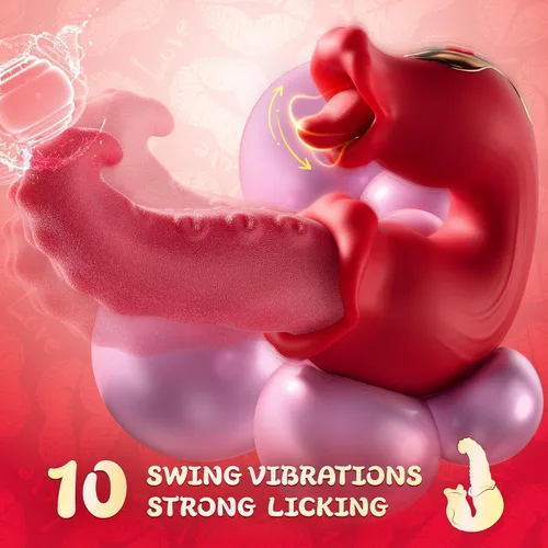 Vista 2 de Vibrador de Juguetes Sexuales, Juguetes para Adultos para Mujeres, Vibradores de Empuje, Consolador Rose, Juguete Sexual con 10 Modos de Lamer