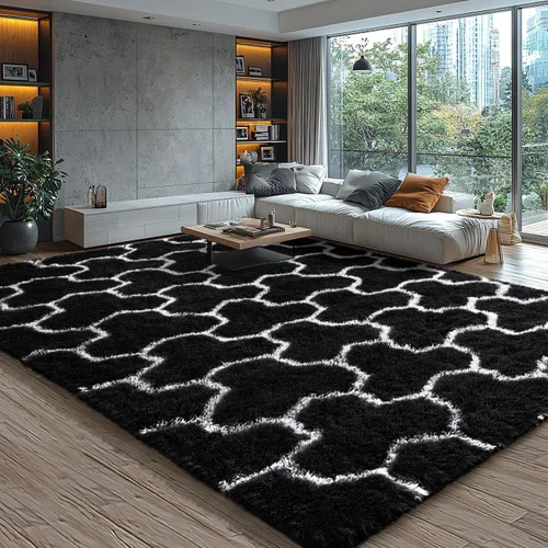 Vista 52 de EVOIONOS Alfombra Redonda Negra para Dormitorio, 4x4 Pies Alfombra de Área Circular Suave y Esponjosa para Sala de Estar, Alfombra Circular de Felpa