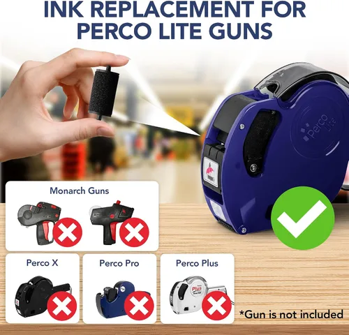 Vista 2 de Perco Lite Pricing Gun Labeler - Rollos de tinta de repuesto preferidos para pistola de precio Perco Lite, recarga de tinta fácil y cómoda incluso