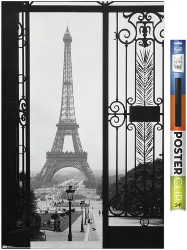 Vista 19 de Trends International Póster de pared de la Torre Eiffel - Puerta VIew, 14.725 x 22.375 pulgadas, versión enmarcada de madera de granero