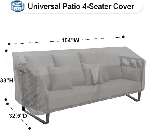 Vista 2 de OutdoorLines Funda impermeable para sofá de 4 plazas para patio al aire libre, resistente a los rayos UV, resistente a la intemperie, resistente Gris