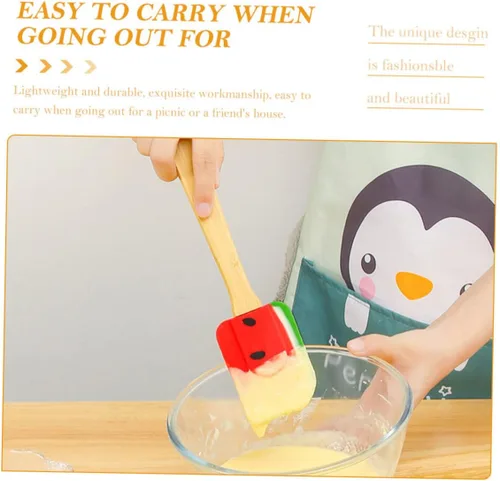 Vista 8 de Espátula de silicona con diseño de sandía, mango ergonómico para remover tartas, para un uso seguro y cómodo para hacer postres y más