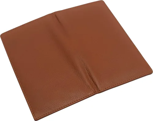 Vista 6 de RFID bloqueo doble cuero genuino tarjeta de crédito titular de identificación cartera larga, CN Bronceado, Bifold