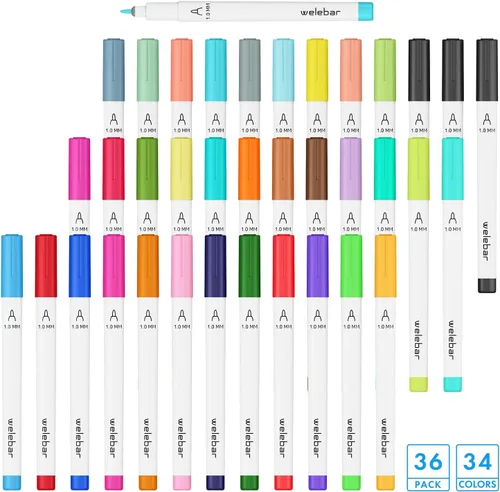 Vista 3 de Bolígrafos de punta media 1.0 compatibles con Cricut Joy/Xtra, paquete de 36 rotuladores surtidos para dibujar, escribir, manualidades 1.0Tip