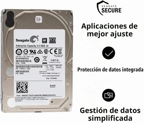 Vista 2 de Seagate Capacidad empresarial 2.5 2TB 7200RPM SATA 6Gb/s Disco duro de 2.5 pulgadas (ST2000NX0253)