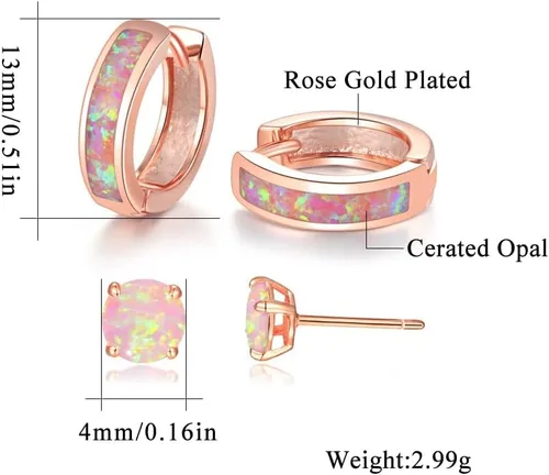 Vista 108 de CiNily Aretes Huggie de ópalo con bisagras, chapados en oro, hipoalergénicos, pequeños aretes de aro para mujeres, adolescentes, niñas, hombres