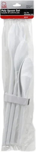 Vista 2 de Chef Craft Select - Juego de cucharas de plástico, 10-14.5 pulgadas, 4 piezas, color blanco