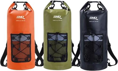 Vista 4 de 3D MAXpider Mochila seca enrollable de 10 litros, impermeable, ligera, flotante, correa desmontable, bolsillo frontal de malla, viajes, senderismo