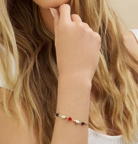 Vista 3 de Barzel - Pulseras de elefante chapado en oro de 18 quilates para mujer