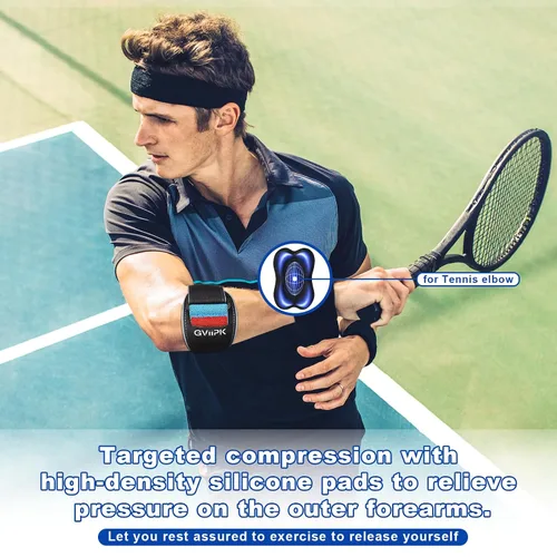 Vista 3 de Gviipk Codera de tenis mejorada para hombres y mujeres, correa de soporte ajustable para codo de golfistas para tendinitis, soporte de antebrazo