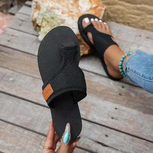 Vista 5 de Sandalias ortopédicas para mujer con soporte de arco, sandalias planas de verano para playa, sandalias cómodas para fascitis plantar