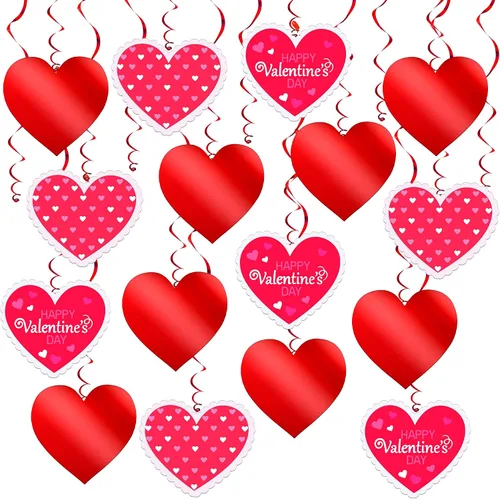 Vista 3 de KatchOn, Centros de mesa de San Valentín para mesas, grandes, paquete de 39 Decoraciones colgantes de San Valentín con corazones rojos Centros