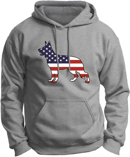 Vista 8 de ThisWear Sudadera con capucha de primera calidad con diseño de pastor alemán y bandera estadounidense