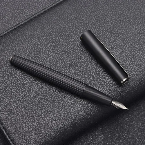 Vista 9 de Hongdian A3 - Juego de estuche de pluma estilográfica de aluminio negro mate, diseño de lujo, instrumento de escritura suave con convertidor