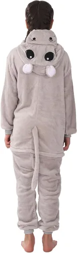Vista 6 de WOYASIM Disfraz de franela para niños, disfraz de Halloween, Pascua, animales, cosplay para niñas y niños, una pieza
