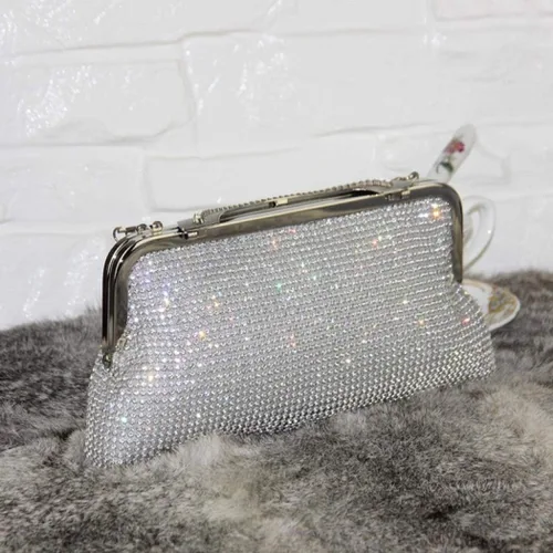 Vista 7 de Elegante bolso de embrague de fiesta de noche brillante brillante rhinestone boda monedero para las mujeres