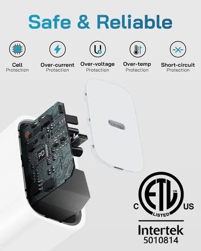 Vista 6 de CXX Cargador rápido para iPhone [3 unidades, certificado MFi], bloque PD USB-C de 20 W con cable de carga de 6 pies compatible con iPhone Blanco
