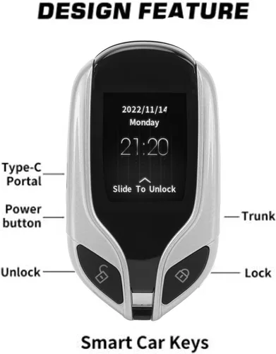 Vista 8 de Control remoto de entrada sin llave para automóvil, pantalla LCD, llave inteligente universal para automóvil con un botón de inicio de tiempo
