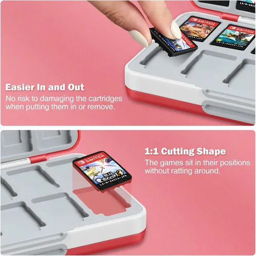 Vista 5 de KENOBEE Funda para tarjetas de juego para Nintendo Switch & Switch modelo OLED, bonita funda de almacenamiento de juegos Switch con 48