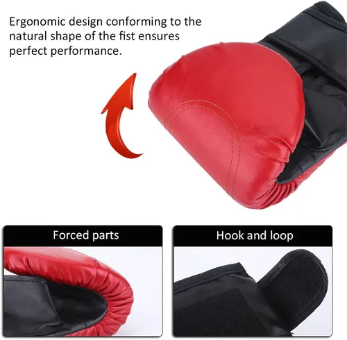 Vista 3 de Guantes de boxeo, 1 par/set de guantes de boxeo de pulgar abierto para adultos, guantes de piel sintética, guantes de ejercicio para kickboxing